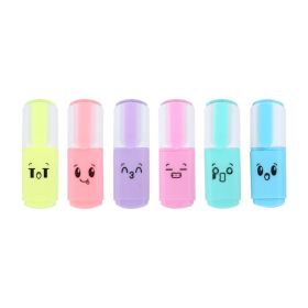 6pcs/set Mini Cute Expression Fluorescent Pen Highlighter