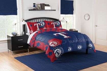 Rangers OFFICIAL MLB "Hexagon" Full/Queen Comforter & Shams Set; 86" x 86"