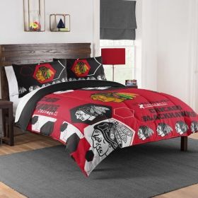 Blackhawks OFFICIAL NHL "Hexagon" King Comforter & Shams Set; 102" x 86"