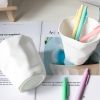 1pc Simple Style Multifunctional White Pen Holder Stationery Office Pen Holder Desktop Storage