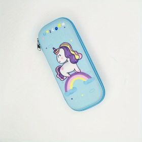 Cartoon EVA Pencil Case 3D Anti-fall Pencil Bag (Style: Unicorn - Blue)