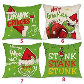 18x18 In Of For Christmas Decorations Green Buffalo Plaid Grinch Christmas Pillow Covers (type: 5&6&7&8)