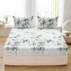 3pcs Fitted Sheet Set, Plant Printed Bedding Set Fitted Sheet, For Bedroom, Guest Room (1*Fitted Sheet + 2*Pillowcases, Without Core)