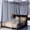 4 Corner Post Full Queen King Size Bed Mosquito Net-Black