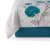 7-Piece Teal Roses Comforter Set;  Full/Queen;  With Embroidered Applique Detail